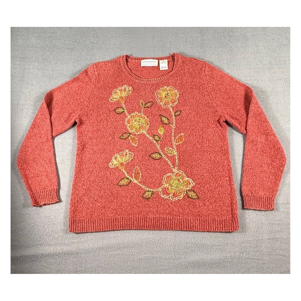 Floral Embroidered Red Sweater